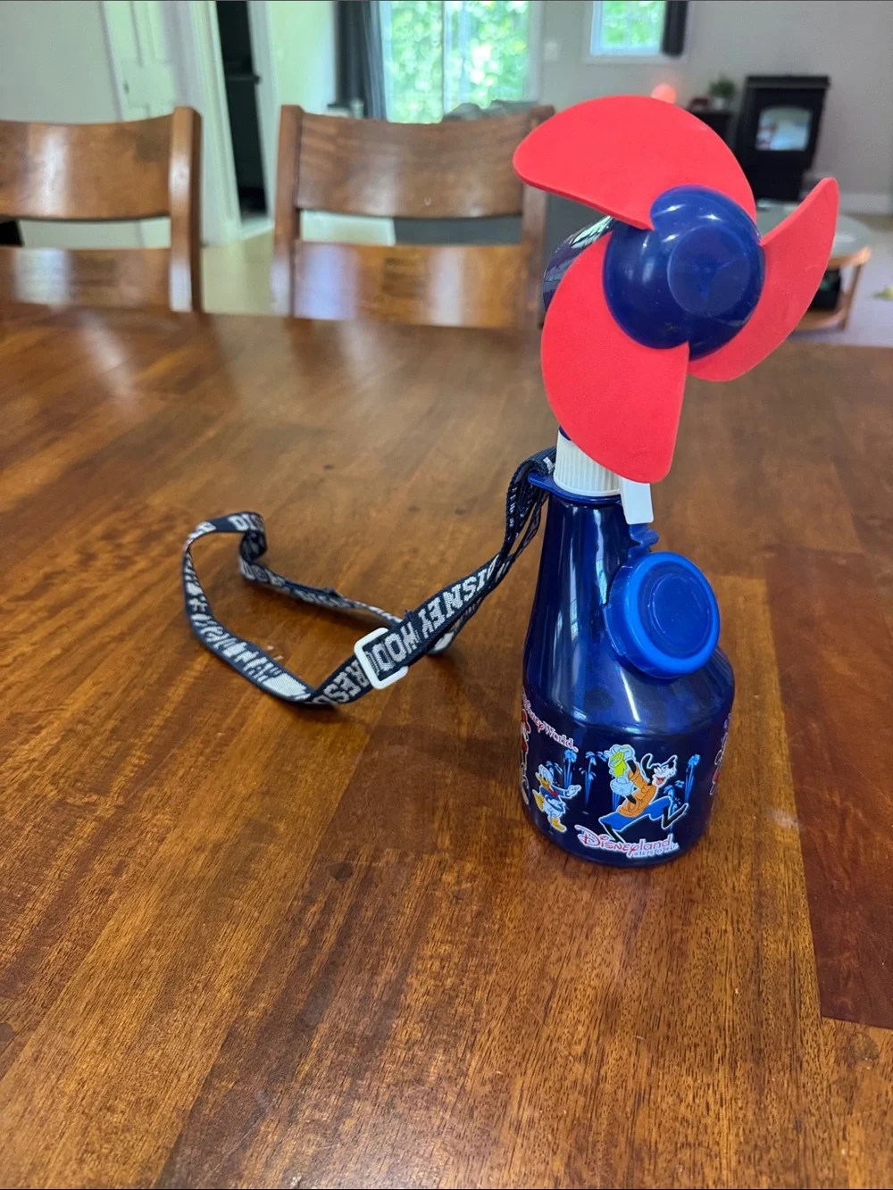 Y2K approx 2006 Walt Disney World Navy Blue Handheld Water Bottle Fan Mister